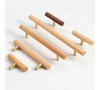 Boutons de tiroir longs en bois nordiques poignée en T Noyer tirages placard poignées de porte d'armoire de cuisine Décoration de meubles Tirages et bouton Hêtre-96mm,Hêtre-128mm,Hêtre-160mm,Noyer-96m