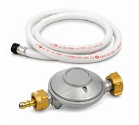 BOUTTE - Kit Gaz Butane ou Propane - Détendeur avec Sécurité + Tuyau Flexible 1,5 m - Raccordement Bouteille Gaz (Gris - Butane)