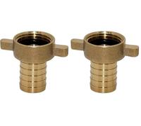 Boutté - Nez de robinet droit femelle 26x34 avec écrou à ailettes - Pour tuyau Ø25 - Joint caoutchouc imperdable - Laiton (Lot de 2)