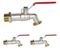 Boutté R180 Robinet de Jardin Laiton 1/4 Tour 20x27-nez 20x27, Argent, Entrée Sortie, Paquet de 3