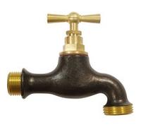Boutté Robinet extérieur laiton teck noir – Entrée 15x21 (1/2") Nez 20x27 – Raccord arrosage