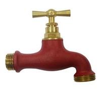 Boutté Robinet extérieur laiton – Entrée 15x21 (1/2") Nez 20x27 – Raccord arrosage – Tuile rouge
