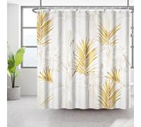 Bovlleetd 180x200cm Rideau de Douche Lotus Feuille de Palmier - Simple Feuille de Bananier Pour Salle de Bain - Étanche Art Baignoire