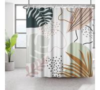 Bovlleetd 180x200cm Rideau de Douche Plante Abstraite Boho Plante Tropicale Rideau de Salle de Bain Art du Milieu du siècle Rideaux de Douche Rideau de Bain étanche Rideau de Bain Monstera