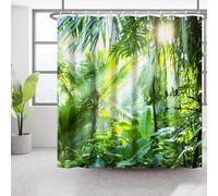 Bovlleetd 180x200cm Tropical Botanique Rideau De Douche 3D Scène D'été Bananier Salle De Bains Rideau Palmier Chaud Soleil Rideaux De Douche Vert Forêt Tropicale Plante