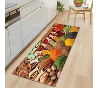 BOVZOX Tapis de Cuisine Épices à la cuillère Antidérapant Tapis Devant Evier, Tapis de Sol Cuisine Lavable en Machine, Tapis de Bain Paillasson, Tapis Couloir 60 x 90cm