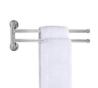 bowarepro Porte-serviettes pivotant à 2 bras en acier inoxydable pour salle de bain/cuisine, support mural étroit rotatif pour serviette de bain, porte-serviettes de bain, organiseur de rangement