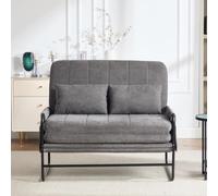 BOWDOW Canapé lit 2 Places Convertible Gris avec accoudoirs | 2 places convertible, rangements latéraux, dossier inclinable, design industriel, gris