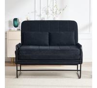 BOWDOW Canapé lit 2 Places Convertible Noir avec accoudoirs | 2 places convertible, rangements latéraux, dossier inclinable, design industriel, noir