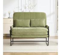 BOWDOW Canapé lit 2 Places Convertible Olive avec accoudoirs | 2 places convertible, rangements latéraux, dossier inclinable, design industriel, olive