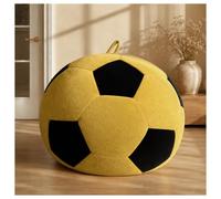 BOWDOW Pouf Géant Football Flanelle, Jaune et Noir, Petit 100x80cm | Flanelle douce, mousse haute densité, forme ballon, poignée, 72h reprise, jaune/noir, 100x80cm.