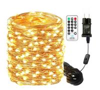 Bowfar Guirlande Lumineuse 10m 100 LED, Blanc Chaud Fil Cuivre Guirlande Lumineuse Noël avec Prise, Étanche IP65, pour Décoration Intérieure Extérieure, Chambre, Jardin, Noël, Anniversaire, Mariage