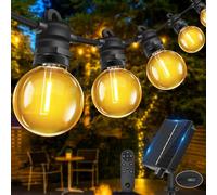 Bowfar Guirlande lumineuse solaire d'extérieur, 10M 17 + 2 ampoules G40, avec télécommande, étanche IP68, 8 modes d'éclairage Guirlande Guinguette pour jardin, balcon, terrasse, décoration extérieure