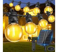 Bowfar Guirlande lumineuse solaire d'extérieur, 20M 33 + 2 ampoules G40, avec télécommande, étanche IP68, 8 modes d'éclairage Guirlande Guinguette pour jardin, balcon, terrasse, décoration extérieure