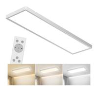 Bowfar Plafonnier LED Rectangulaire avec télécommande, variateur 3000K-6500K, Luminaire Plafonnier LED ultra-fin 4000LM 40W avec rétroéclairage pour salon, chambre, bureau, 80 x 25 x 3,3cm - Blanc