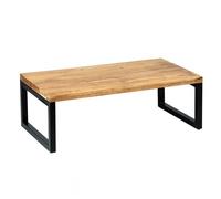 BOWNA - Table Basse en Acacia Massif et Métal Noir