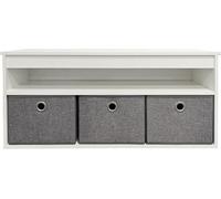 Box and beyond - Banc Entrée Rangement - 102 x 30 x 45 cm - Bois Blanc - 3 Coffres de Rangement - 1 Étagère - Banc à Chaussures, Rangement Chaussures - Hall d'entrée, Couloir, Entrée - Style Moderne