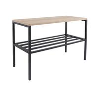 Box and beyond - Banc Range-Chaussures - 69 x 30 x 45 cm - Métal Noir et Effet Bois - 2 Niveaux - Meuble à Chaussures - Entrée, Couloir, Dressing - Style Industriel