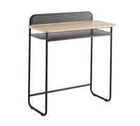 Box and beyond - Bureau Manhattan - 80 x 37 x 86 cm - Effet Chêne et Métal Noir - 1 Étagère - Bureau, Entrée, Salon, Chambre - Style Industriel