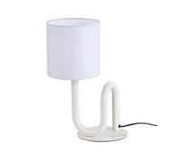 Box and beyond - Lampe de table Wama - Métal Blanc - Hauteur 33 cm - Douille E27 - Salon, Chambre, Bureau - Style Industriel et Moderne