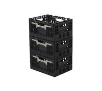 Box and beyond - Lot 3 Bacs Rangement Pliables - 27,5 x 37 x 19 cm - 15L - Charge 5 kg - Stockage, Outillage, Bricolage - Rangement Facile - Robuste - Garage, Cave, Buanderie