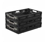 Box and beyond - Lot 3 Bacs Rangement Pliables - 40 x 60 x 11,5 cm - 23L - Charge 10 kg - Stockage, Outillage, Bricolage - Rangement Facile - Robuste - Garage, Cave, Buanderie