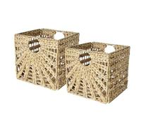Box and beyond - Lot de 2 Paniers de Rangement - 31 x 31 x 31 cm - Jonc de Mer Naturel - Pliables - Avec Poignées - Rangement, Déco - Chambre, Salon, Bureau - Style Bohème et Chic