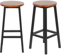 Box and beyond - Lot de 2 Tabourets de Bar - 32 x 32x 65 cm - Bois et Métal Noir - sans Dossier - Repose-Pieds - Cuisine, Bar, Salle à Manger, Salon - Style Moderne et Scandinave