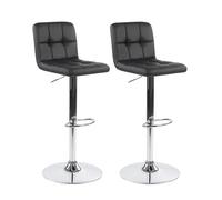 Box and beyond - Lot de 2 Tabourets de Bar - Hauteur 88 cm Réglable - Similicuir Noir - Matelassé - Siège Pivotant - avec Dossier - Cuisine, Bar, Ilot Cuisine - Style Contemporain et Moderne