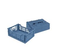 Box and beyond - Lot de 4 Caisses de Rangement pliables - 40 x 30 x 15 cm - Plastique Bleu - Pliables - Avec Poignées - Rangement - Cuisine, Bureau, Chambre, Salon - Style Simple et Pratique