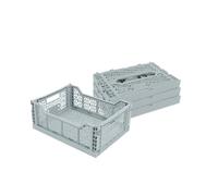 Box and beyond - Lot de 4 Caisses de Rangement pliables - 40 x 30 x 15 cm - Plastique Gris - Pliables - Avec Poignées - Rangement - Cuisine, Bureau, Chambre, Salon - Style Simple et Pratique