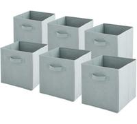 Box and beyond - Lot de 6 Paniers de Rangement - 31 x 31 x 31 cm - Tissu Sauge - Pliables - Avec Poignées - Rangement, Déco - Chambre, Salon, Bureau - Style Moderne