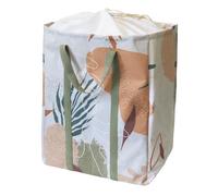 Box and beyond - Panier à Linge - 40 x 30 x 50 cm - Tissu - Motif Aromatic - Intérieur Blanc - Fermeture élastique - Poignées - Vêtements, Linge - Salle de bain, Buanderie, Chambre - Style Moderne