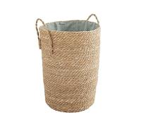 Box and beyond - Panier à linge - 40 x 40 x 50 cm - Jonc de Mer Tressé Bleu - Panier Rangement - Pratique et Décoratif