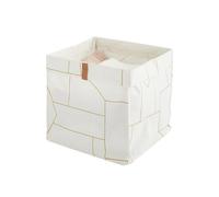 Box and beyond - Panier de Rangement - 31 x 31 x 31 cm - Tissu Blanc et Doré - Pliable - Avec Poignées - Rangement, Déco - Chambre, Salon, Bureau - Style Chic