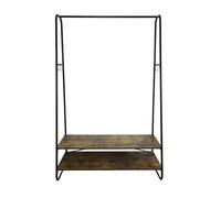 Box and beyond - Portant à Vêtements - 100 x 45 x 160 cm - Bois Naturel et Métal Noir - Étagères - Portant, Porte-Manteaux - Manteaux, Chaussures - Entrée, Chambre - Style Moderne et Industriel
