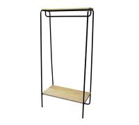 Box and beyond - Portant à Vêtements - 80 x 45 x 170 cm - Bois Naturel et Métal Noir - Étagère - Portant, Porte-Manteaux - Manteaux, Chaussures - Entrée, Chambre, Buanderie - Style Industriel