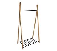 Box and beyond - Portant à Vêtements Yaka - 93 x 50 x 173 cm - Bois Naturel et Métal Noir - Étagère - Forme Tipi - Portant, Porte-Manteaux - Vêtements, Chaussures - Entrée, Chambre - Style Original