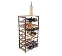 Box and beyond - Range-Bouteilles - 40 x 25 x 78 cm - Métal Noir et Bois - 7 Etagères - pour 28 Bouteilles - Etagères Bouteilles - Rangement, Stockage - Garage, Cave, Cuisine - Style Industriel