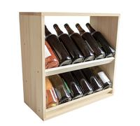 Box and beyond - Range-Bouteilles - 53 x 25 x 53 cm - Bois - 2-3 Etagères - pour 18 Bouteilles - Modulable - Empilable - Porte-Bouteilles - Rangement, Stockage - Garage, Cave, Cuisine - Style Naturel