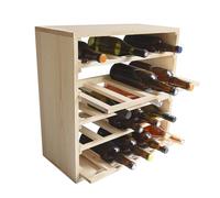 Box and beyond - Range-Bouteilles - 53 x 25 x 53 cm - Bois - 5 Etagères - pour 25 Bouteilles - Etagères Coulissables - Empilable - Porte-Bouteilles - Stockage - Cave, Cuisine - Style Naturel