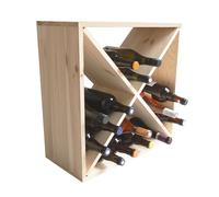 Box and beyond - Range-Bouteilles - 53 x 25 x 53 cm - Bois - 5 Etagères - pour 25 Bouteilles - Modulable - Empilable - Porte-Bouteilles - Rangement, Stockage - Garage, Cave, Cuisine - Style Naturel