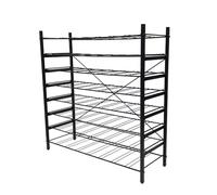 Box and beyond - Range-Bouteilles - 78,5 x 26 x 80 cm - Métal Noir - 8 Etagères - pour 64 Bouteilles - Empilable - Etagères Bouteilles - Rangement, Stockage - Garage, Cave, Cuisine - Style Moderne