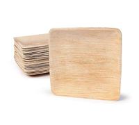 BOX And Tree|100 Assiettes Jetable en Feuille de Palmier Carrées 20x20cm | Alternative aux Assiettes en Plastique | Aspect Bois Naturel, Style Bambou | Pour Buffet, Mariage, Anniversaire et Réception