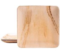 BOX And Tree | 100 Assiettes Jetables en Feuille de Palmier Carrées 24x24 cm | Alternative aux Assiettes en Plastique | Aspect Bois Naturel, Style Bambou | Pour Buffet, Mariage