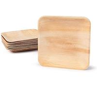BOX And Tree | 50 Assiettes Jetable en Feuille de Palmier Carrées 20x20cm| Alternative aux Assiettes en Plastique | Aspect Bois Naturel, Style Bambou | Pour Buffet, Mariage, Anniversaire et Réception