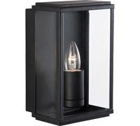 Box Applique extérieure carrée noire 1 flamme rustique E14