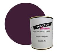 BOX DECO COULEURS Peinture bois intérieur extérieur à base d'acrylique aspect velours-satin Aqua Bois - 750ml, Violet Aubergine