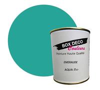 BOX DECO COULEURS Peinture bois intérieur extérieur à base d'acrylique aspect velours-satin Aqua Bois - 750ml, Vert Emeraude
