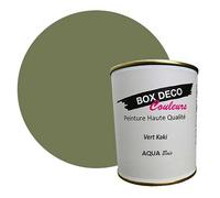 BOX DECO COULEURS Peinture bois intérieur extérieur à base d'acrylique aspect velours-satin Aqua Bois - 750ml, Vert Kaki